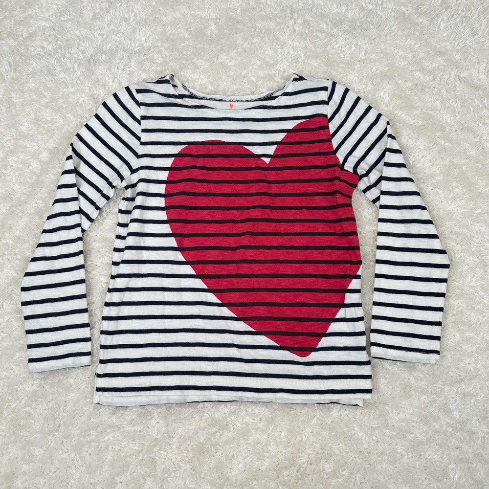 Crewcuts J Crew Girl's L 10-23 Striped LS Heart T Shirt Casual Valentine's AV191